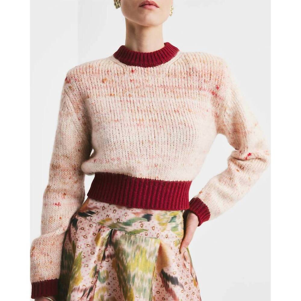 NEW BYTIMO melange knit sweater in burgundy melange
